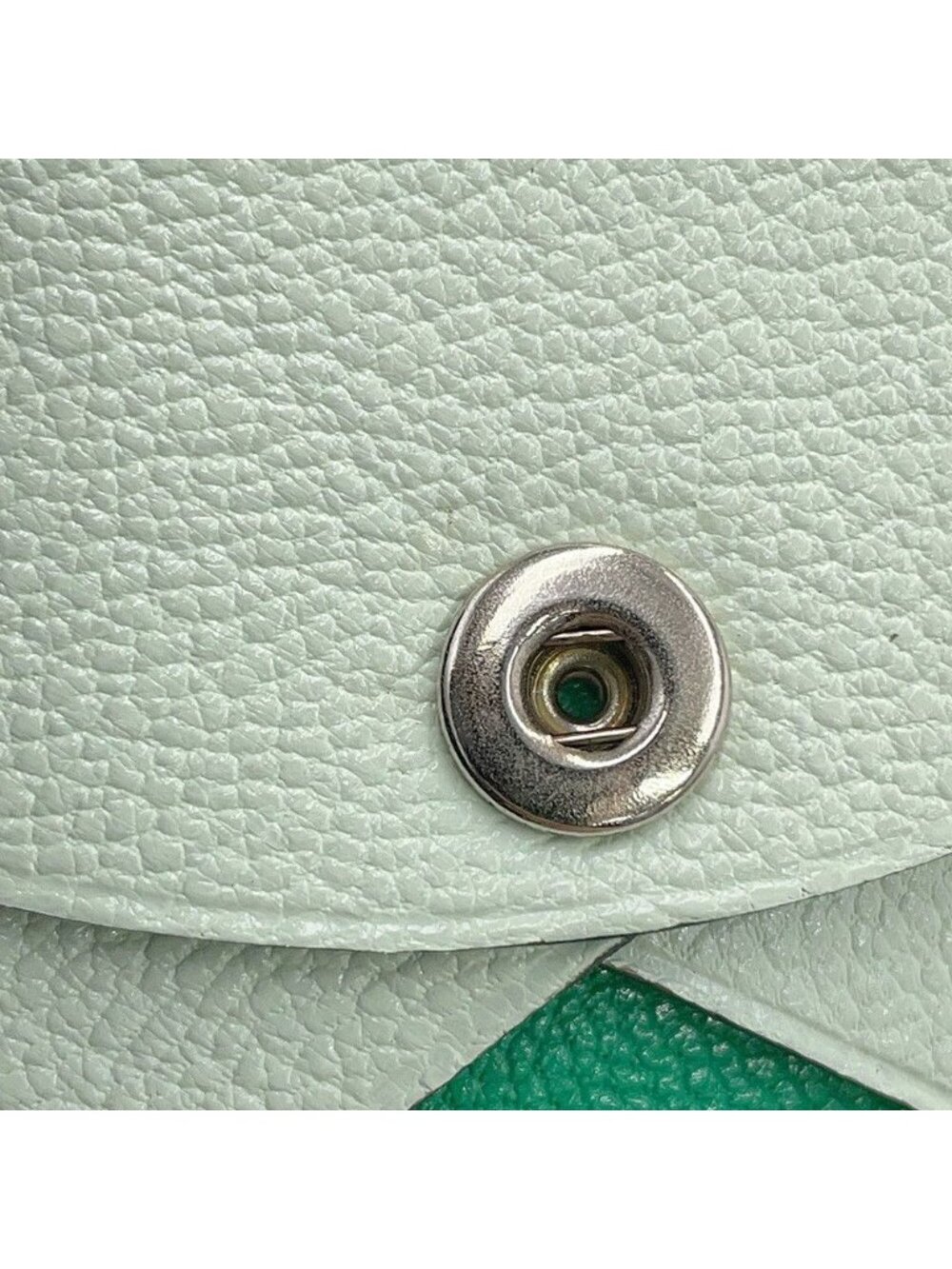 Hermes Coin Purse Calvi Duo Verso Vert Fizz Mint Silver Chevre Mysore - Picture 10 of 10